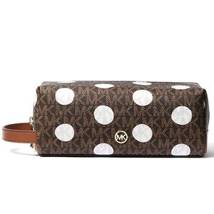 Michael Kors Brown and White Polka Dot Wristlet